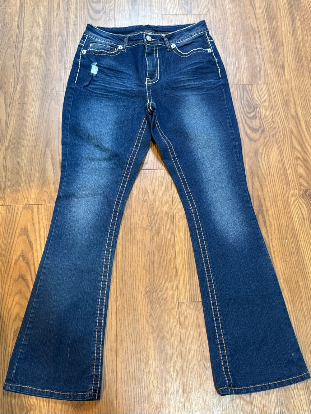 Vintage Faded Glory Flared Leg Jeans with Contrast Stitching Y2K Boho Western